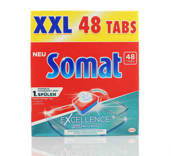 Somat Excellence Spülmaschinentabs XXL 48 Tabs Inhaltsangabe Rückansicht
