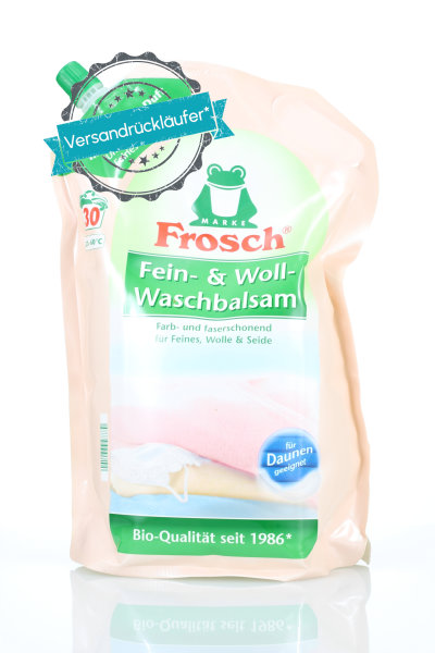 Frosch Fein- und Wollwaschbalsam 30 Wäschen 1,8 Liter Versandrückläufer Rückansicht Inhaltsstoffe

