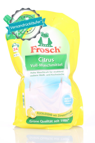 Frosch Citrus Voll Waschmittel 24 Wäschen 1,8 Liter Inhaltsangabe Rückansicht
